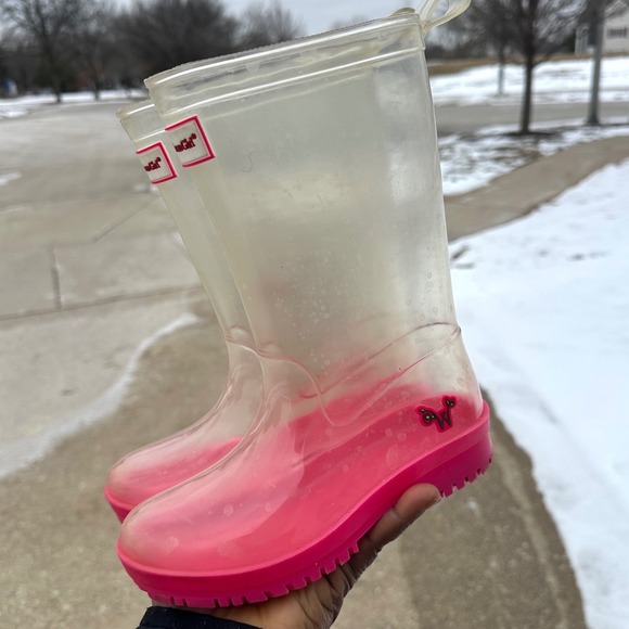 American Girl Wellie Wishers Peekaboo Clear Rubber Rain Boots Size 12/13 - Picture 6 of 8